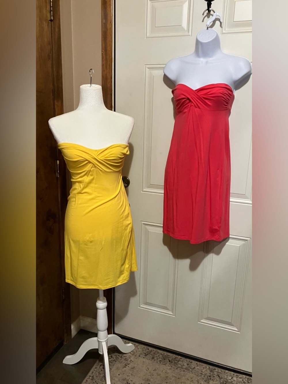 Get noticed in these Strapless VS Dresses in Yellow and Coral never worn